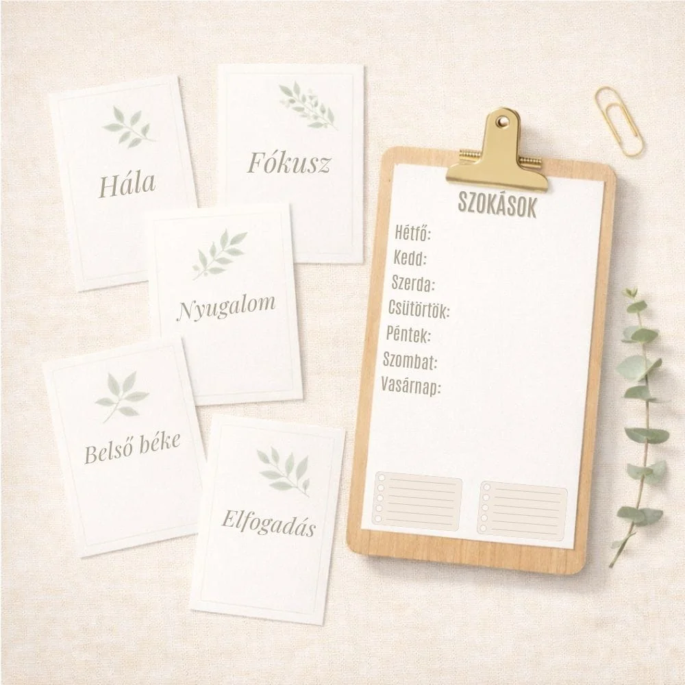 digitális önfejlesztő sablonok és önismereti kártyák nőknek